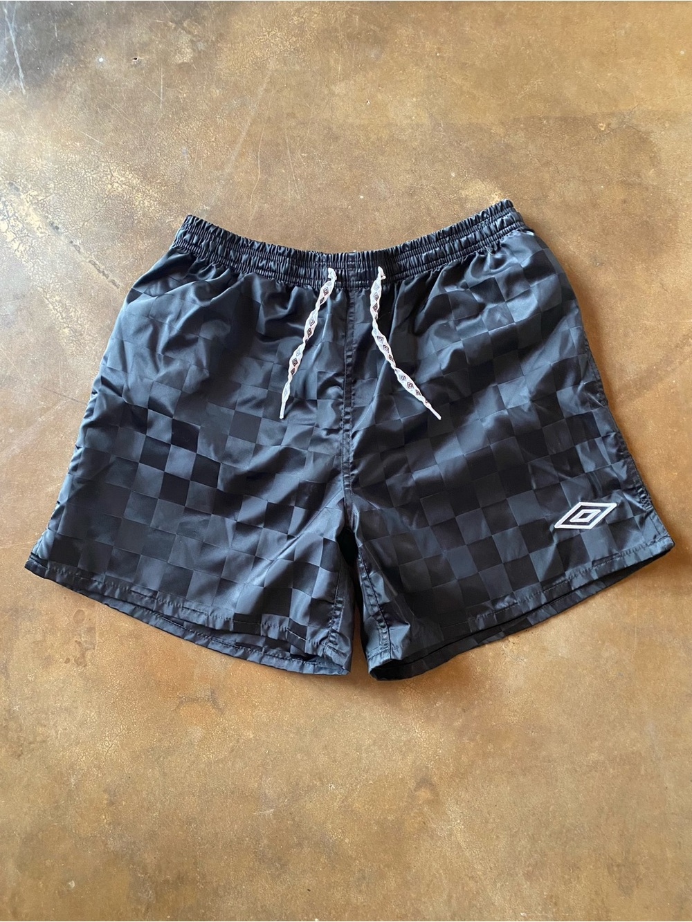 Umbro Black Checkerboard Classic Lined Swim Shorts